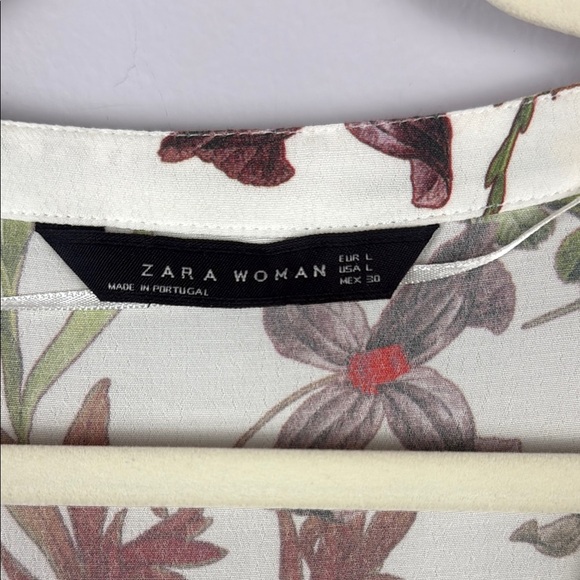 Zara Floral Cream and Yellow Relaxed Blouse Size Large - Picture 3 of 8